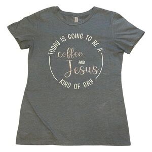 “Coffee and Jesus” Heather Gray Graphic Tee (Size L)